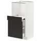Ikea METOD kitchen unit, white frame, black drawer front, sleek design.