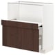 METOD kitchen unit, white with dark brown wood drawers, rectangular, modern design.