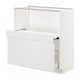 A white METOD kitchen cabinet with a wooden front, featuring a drawer and pull-out shelf.