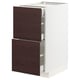 Dark brown wooden drawers on white METOD cabinet.
