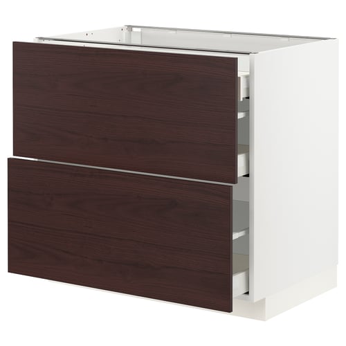 METOD kitchen cabinet with dark brown askersund wood pattern drawers, modern design, two drawers, durable material.