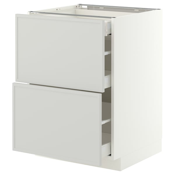 METOD / MAXIMERA Base cab with 2 fronts/3 drawers, white/Aspudden light grey, 60x60x80 cm