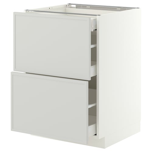 METOD / MAXIMERA Base cab with 2 fronts/3 drawers, white/Aspudden light grey, 60x60x80 cm