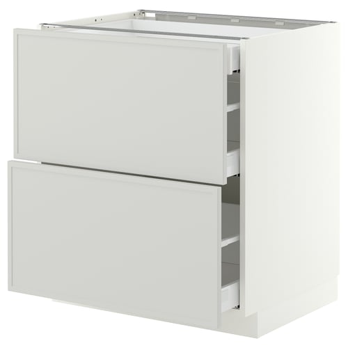 METOD / MAXIMERA Base cab with 2 fronts/3 drawers, white/Aspudden light grey, 75x60x80 cm