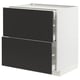Black and white kitchen cabinet, modern design, two drawers, sleek finish.