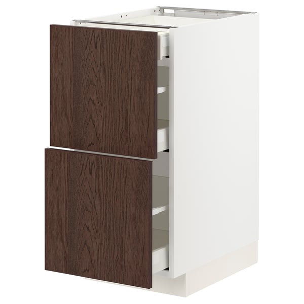 Ikea METOD kitchen unit, white and dark brown.