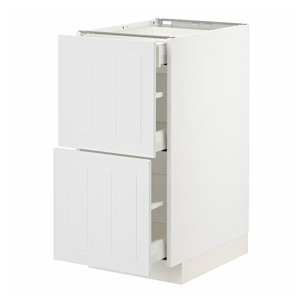 Ikea METOD white kitchen cabinet with drawers.