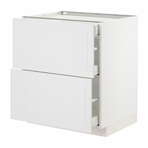METOD kitchen unit in white with two drawers and two cabinets, sleek and modern design.