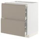 Modern grey-beige METOD kitchen cabinet with two drawers and sleek handles.
