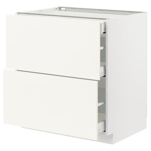 White METOD kitchen cabinet, rectangular with two drawers.