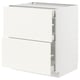 White METOD kitchen cabinet with two drawers and shelves.