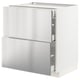 Stainless steel METOD kitchen unit with two drawers, sleek and modern design.