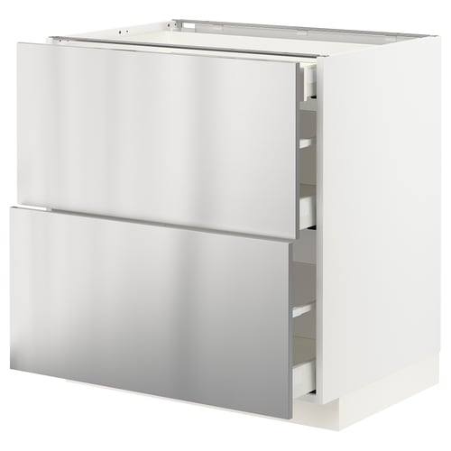 Modern stainless steel kitchen cabinet with sleek design and smooth-running drawers.