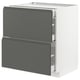 METOD kitchen cabinet with 2 dark grey voxtorp drawers, sleek modern design.