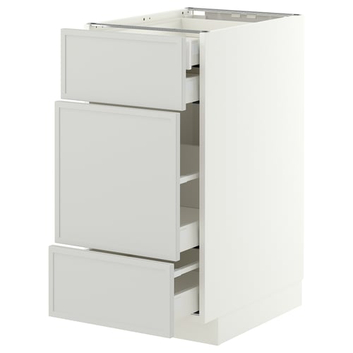METOD / MAXIMERA Base cabinet w 3 fronts/4 drawers, white/Aspudden light grey, 40x60x80 cm