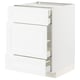 White METOD kitchen cabinet with multiple drawers and shelves.