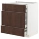 Modern kitchen cabinet, white with dark brown wood drawers, sleek design, 4 drawers, sturdy & stylish.