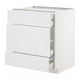 White METOD kitchen unit with two open drawers, showing modern design and storage.