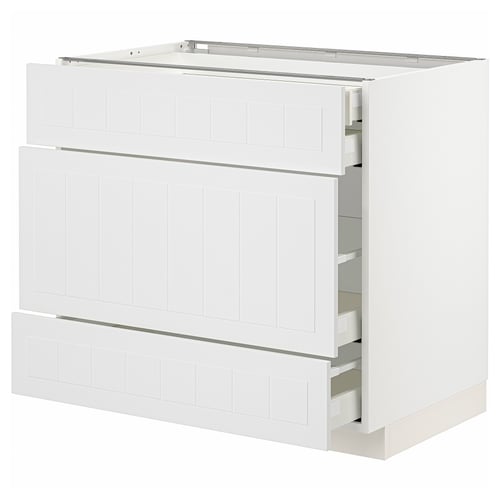 METOD kitchen unit, white, rectangular with drawers.