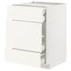 White ikea METOD kitchen cabinet with open drawers, modern design.