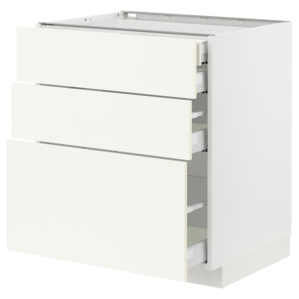 White ikea METOD kitchen unit with full-extension drawers, modern design.