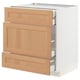 Ikea METOD kitchen cabinet, white with oak drawers, three drawers, modern design.