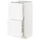 A white METOD kitchen cabinet with a smooth finish and two drawers.
