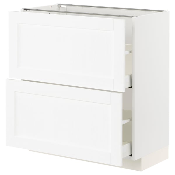 METOD kitchen cabinet in white with smooth drawer, classic design.
