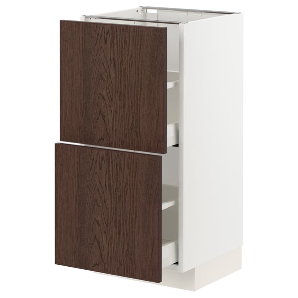 METOD kitchen cabinet, white & dark brown sinarp, oak veneer, rectangular, modern design.