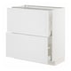 Ikea METOD white kitchen cabinet with drawers, rectangular shape and panel design.