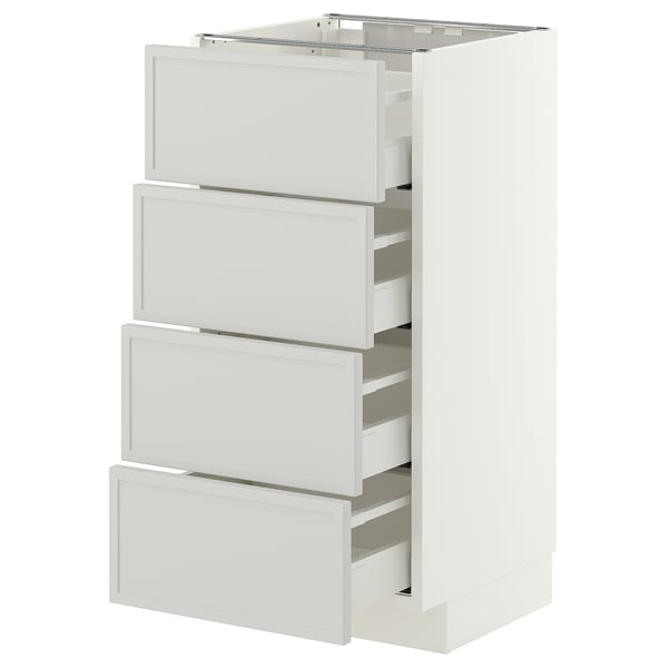 METOD / MAXIMERA Base cabinet with 4 drawers, white/Aspudden light grey, 40x41x80 cm