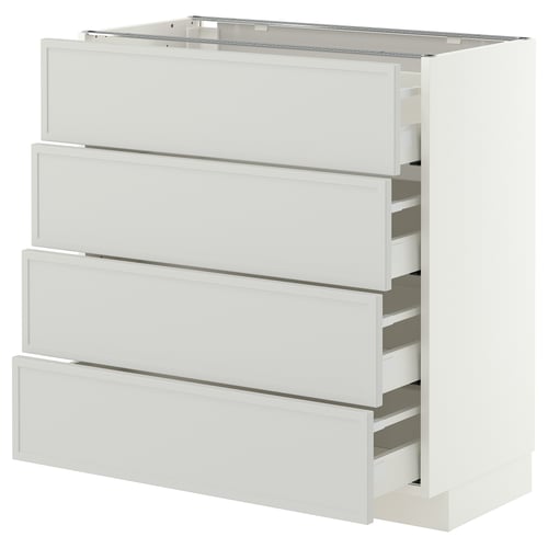 METOD / MAXIMERA Base cabinet with 4 drawers, white/Aspudden light grey, 80x41x80 cm