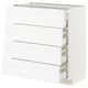 White METOD kitchen unit with four open drawers, clean lines, modern look.