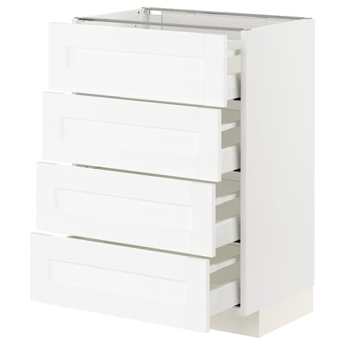 METOD kitchen unit: white, rectangular, four drawers, sleek design.