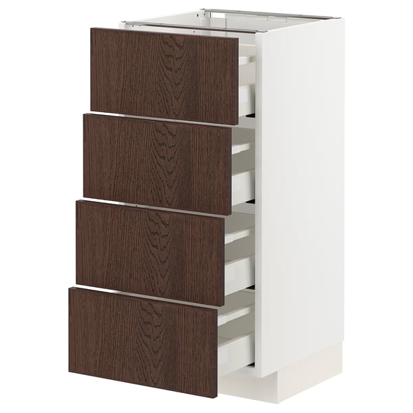 METOD cabinet with 4 wooden drawers, modern style.