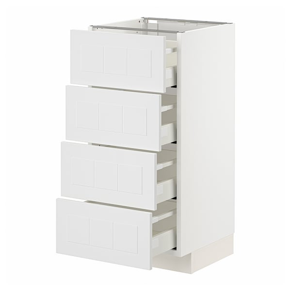 Ikea METOD white kitchen unit with four drawers, modern design.