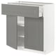 METOD kitchen unit in grey with bevelled edges, featuring adjustable shelves and a drawer.
