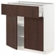 Modern kitchen unit, METOD. White and dark brown wood finish. Three open shelves. Sturdy, minimalist design.