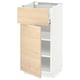 Wooden and white cabinet with drawer; modern, natural design.