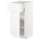 White METOD kitchen cabinet with high gloss finish and integrated handles.