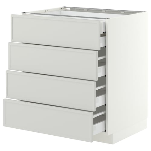 METOD / MAXIMERA Base cb 4 frnts/2 low/3 md drwrs, white/Aspudden light grey, 75x60x80 cm