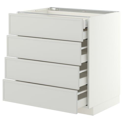 METOD / MAXIMERA Base cb 4 frnts/2 low/3 md drwrs, white/Aspudden light grey, 80x60x80 cm