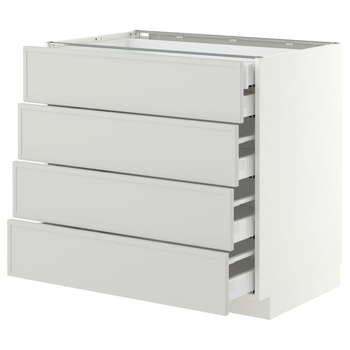 METOD / MAXIMERA Base cb 4 frnts/2 low/3 md drwrs, white/Aspudden light grey, 90x60x80 cm