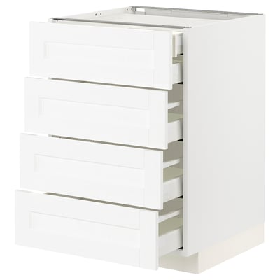 METOD white kitchen unit, multiple drawers, sturdy, modern design.