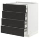 Modern kitchen cabinet with four matt black drawers, sleek and stylish, featuring full-extension drawer runners. White frame, minimalist design.