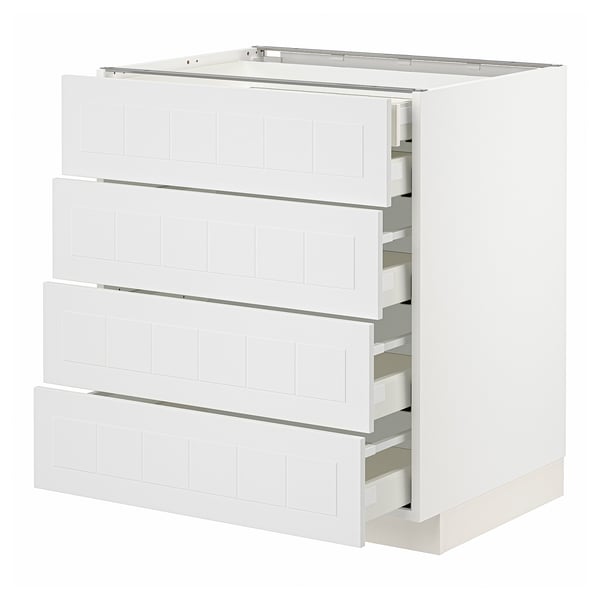 METOD white kitchen unit, four drawers, sleek modern design, full extension drawers.