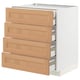 Modern kitchen unit: METOD with 4 oak drawers, full extension, sturdy white frame.