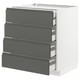 Modern metallic grey METOD kitchen unit with four full-extension drawers and white frame.