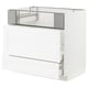 White METOD kitchen cabinet, modern design with smooth drawer & metal hardware.