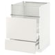 A white METOD kitchen cabinet with two drawers and an open upper section.